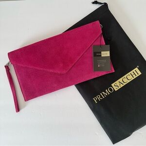 Pink Suede Clutch Bag